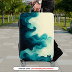 1-Piece Abstract Ocean Waves Artistic Blue Swirl Gradient  Suitcase Luggage Cover, Stretch Protective Sleeve