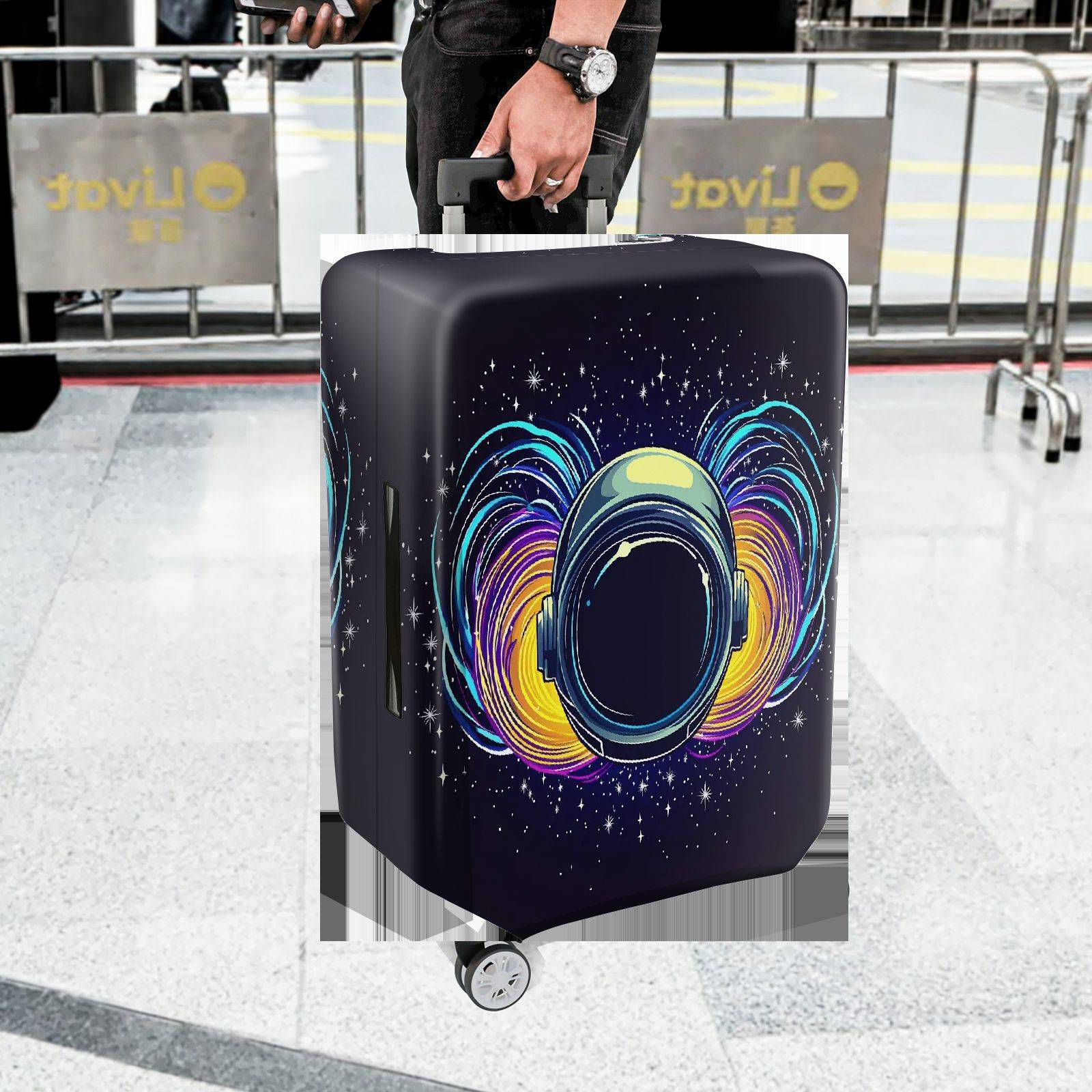 1-Piece Galaxy Astronaut Space Cosmic Colorful Starry  Suitcase Luggage Cover, Stretch Protective Sleeve