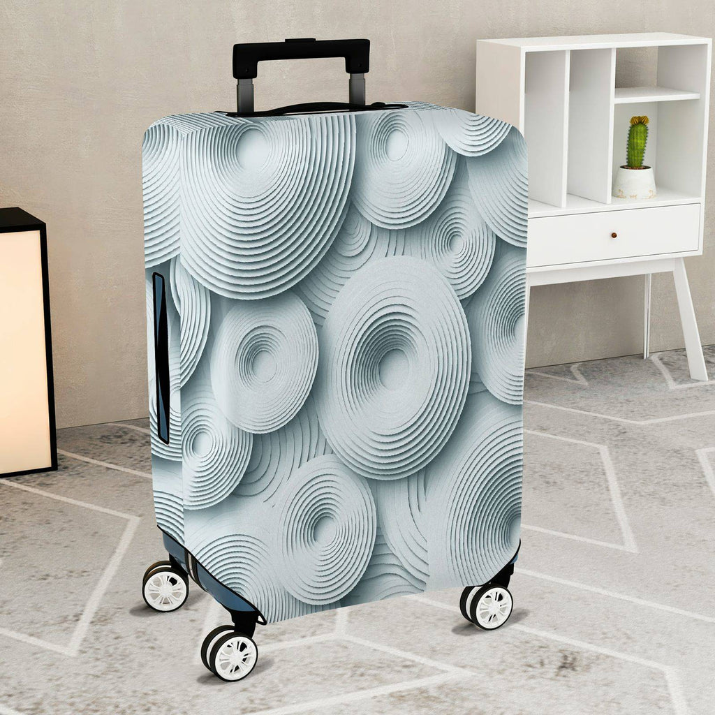 1-Piece Abstract Geometric 3D Pattern Light Grey Circles  Suitcase Luggage Cover, Stretch Protective Sleeve