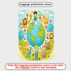1-Piece Animal World Map Nature Earth  Suitcase Luggage Cover, Stretch Protective Sleeve