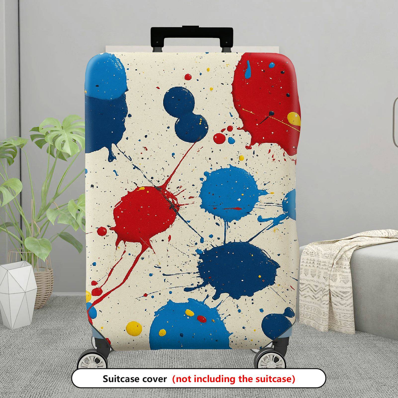1-Piece Abstract Splatter Colorful Paint Art Pattern  Suitcase Luggage Cover, Stretch Protective Sleeve