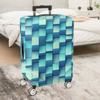 1-Piece Blue Geometric Abstract Modern Stylish Vibrant  Suitcase Luggage Cover, Stretch Protective Sleeve