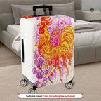 1-Piece Abstract Rooster Floral Art Colorful Travelling Painting  Suitcase Luggage Cover, Stretch Protective Sleeve