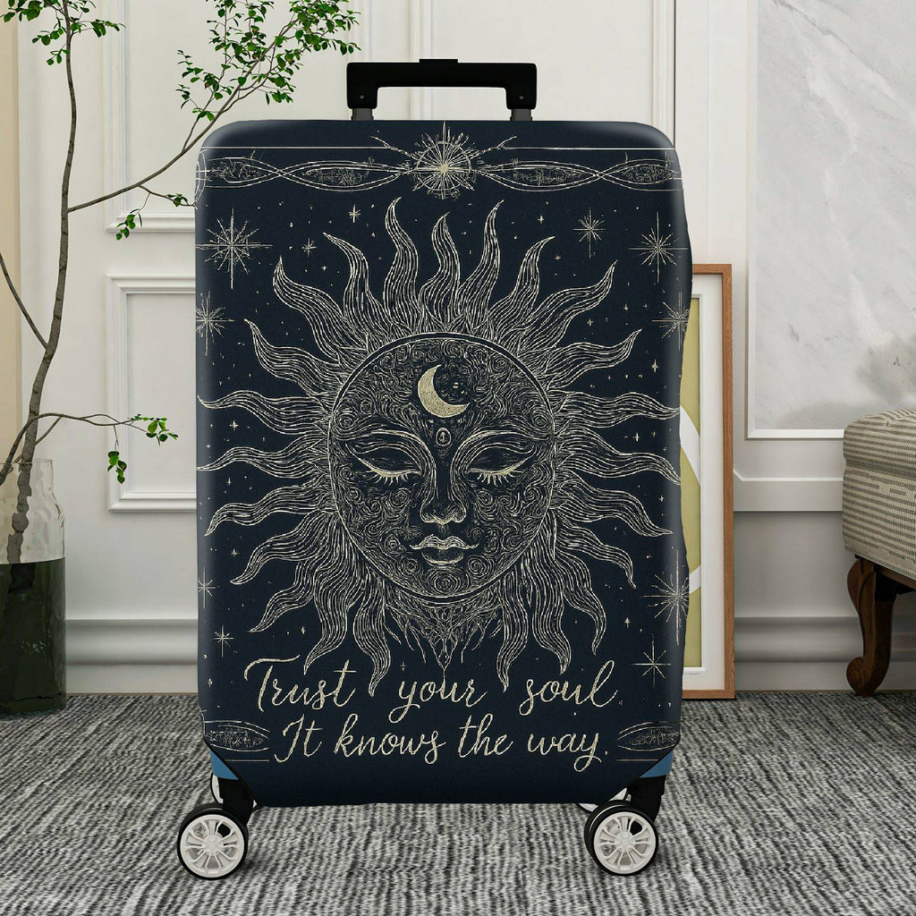 1-Piece Sun Moon Starry Spiritual Mystical Cosmic  Suitcase Luggage Cover, Stretch Protective Sleeve