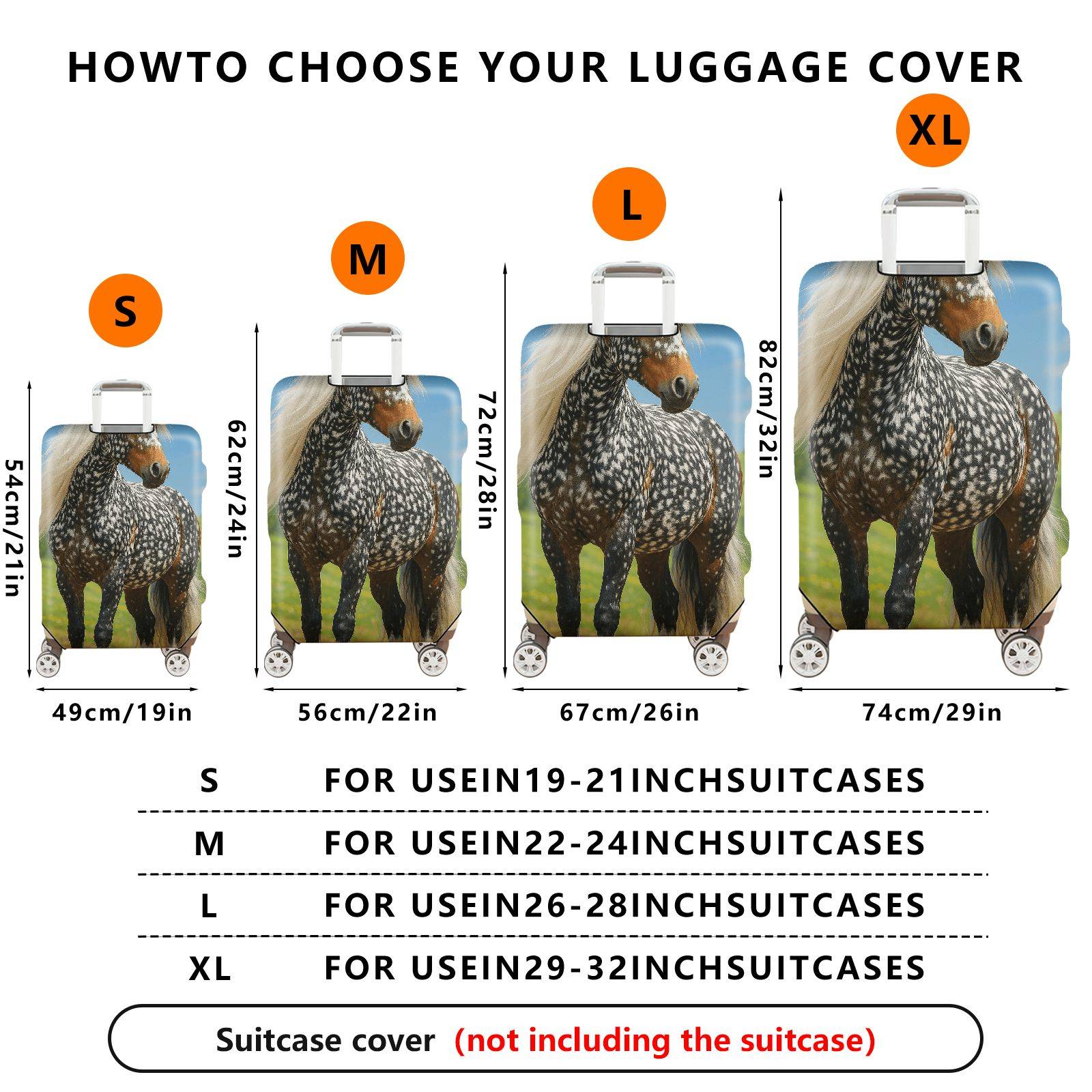 1-Piece Horse Nature Art Pattern Travel Holiday Scenic Galloping  Suitcase Luggage Cover, Stretch Protective Sleeve