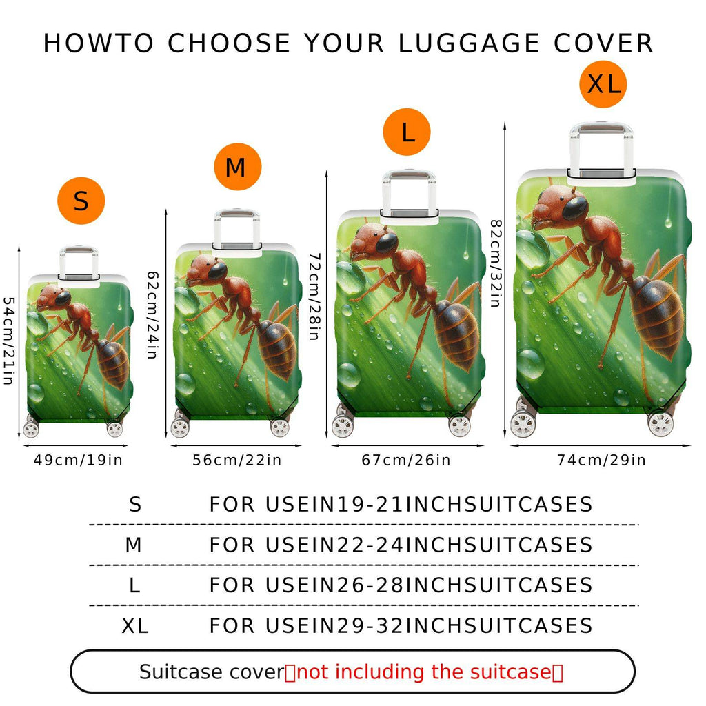 1-Piece Ant Green Nature Dew Leaf Insect  Suitcase Luggage Cover, Stretch Protective Sleeve