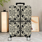 1-Piece Floral Geometric Black White Elegant Stylish  Suitcase Luggage Cover, Stretch Protective Sleeve
