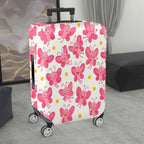 1-Piece Pink Butterfly Flower Travel Luggage  Suitcase Luggage Cover, Stretch Protective Sleeve