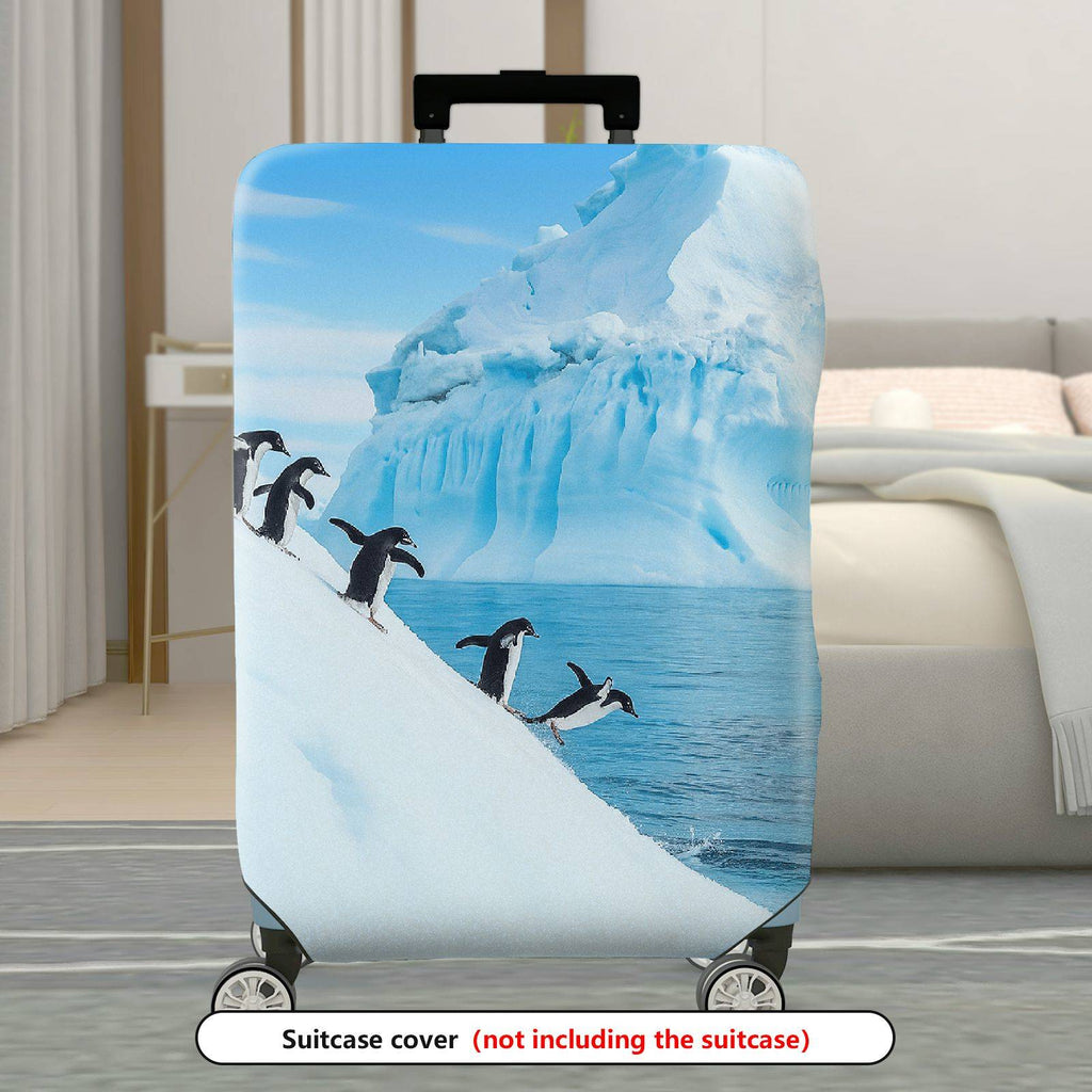 1-Piece Penguin Iceberg Ocean Winter Landscape Nature  Suitcase Luggage Cover, Stretch Protective Sleeve