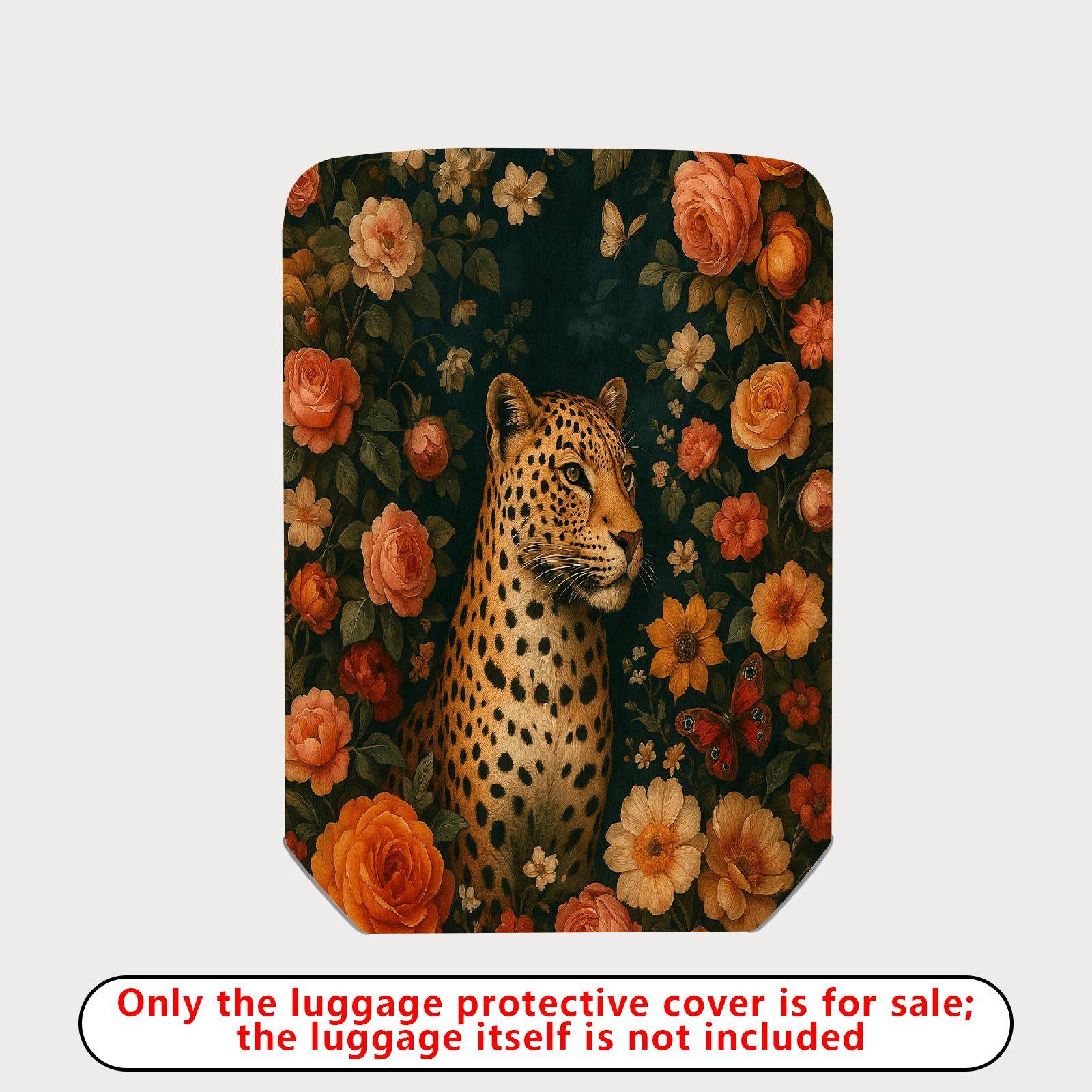 1-Piece Artistic Floral Leopard Butterfly Nature Elegant  Suitcase Luggage Cover, Stretch Protective Sleeve
