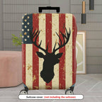 1-Piece American Vintage Deer Flag Travel  Suitcase Luggage Cover, Stretch Protective Sleeve