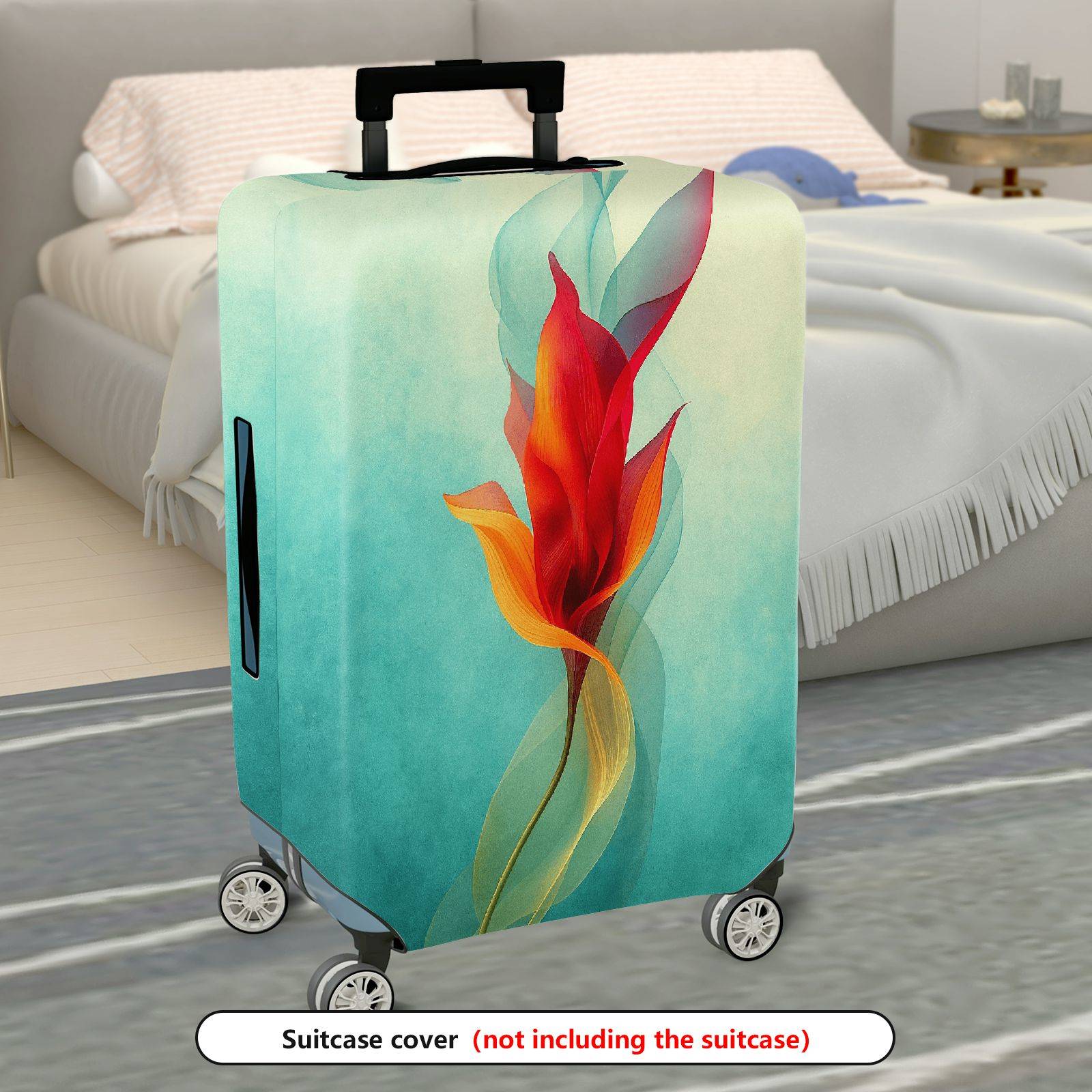 1-Piece Abstract Floral Artistic Colorful Elegant Vibrant  Suitcase Luggage Cover, Stretch Protective Sleeve