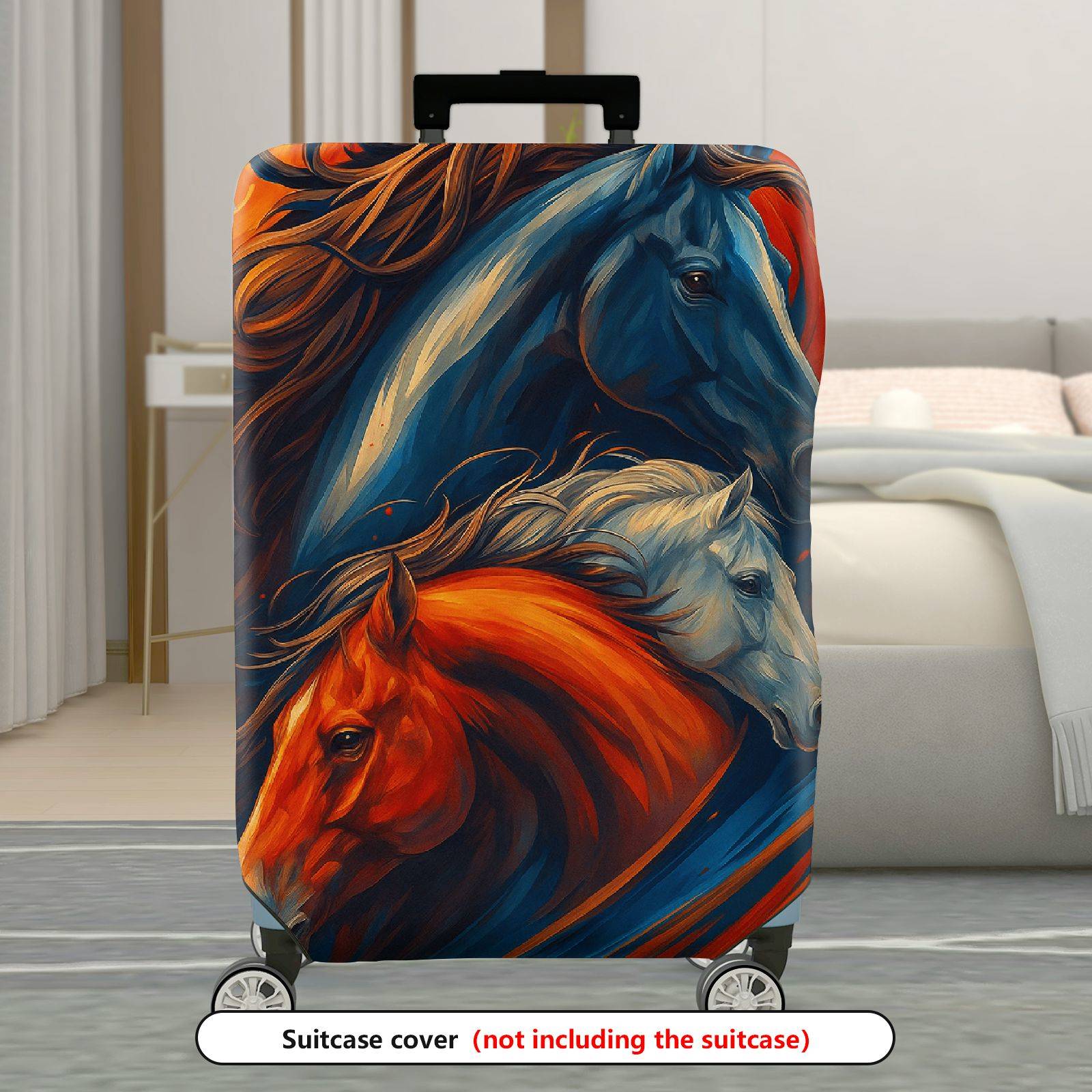 1-Piece Colorful Elegant Horse Artistic Vibrant Dynamic  Suitcase Luggage Cover, Stretch Protective Sleeve