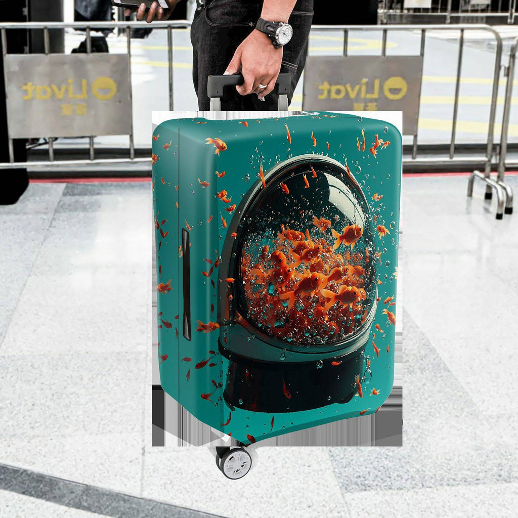 1-Piece Aquarium Fish Water Bubble Creative Lively Colorful  Suitcase Luggage Cover, Stretch Protective Sleeve