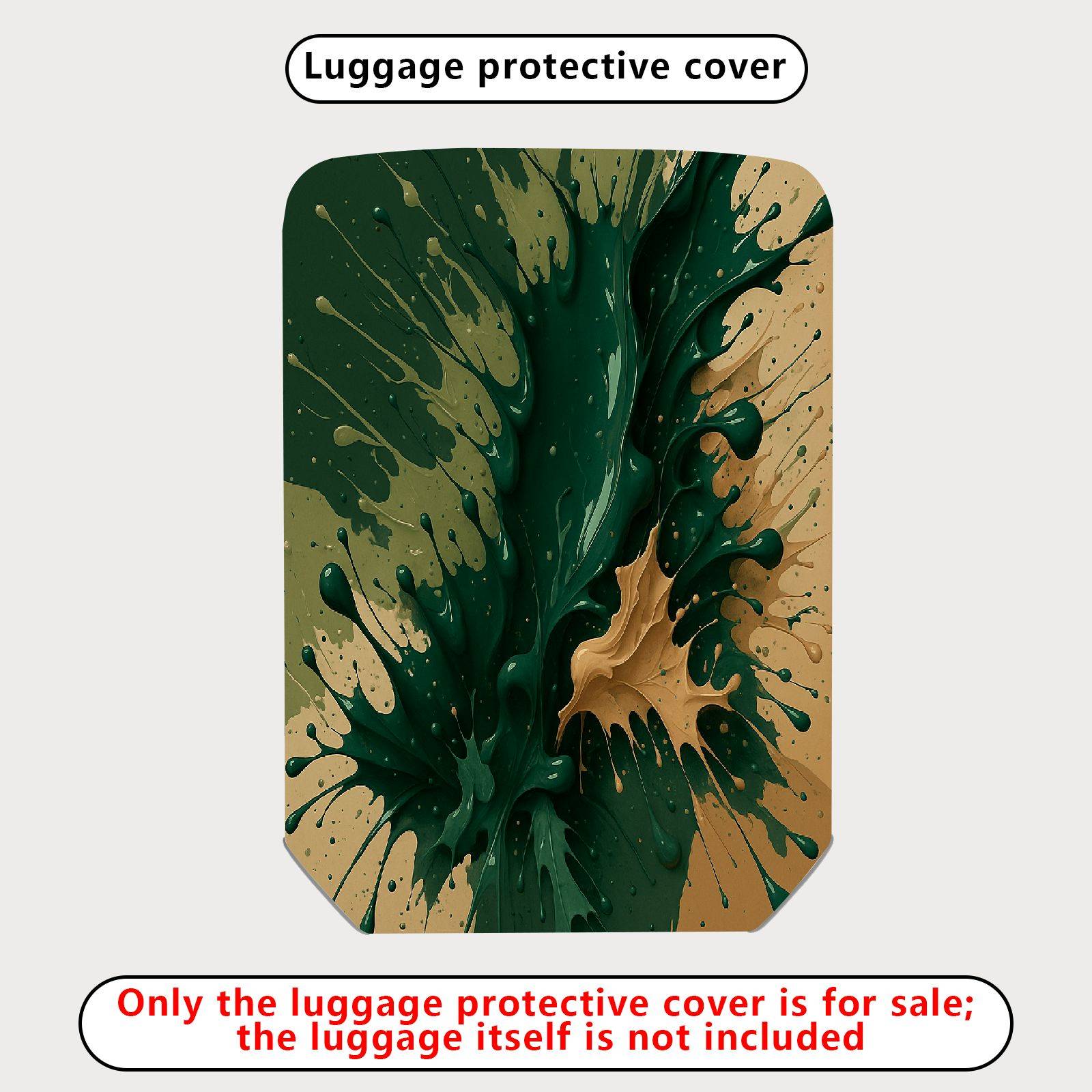 1-Piece Abstract Splatter Green Brown Artistic Dynamic  Suitcase Luggage Cover, Stretch Protective Sleeve