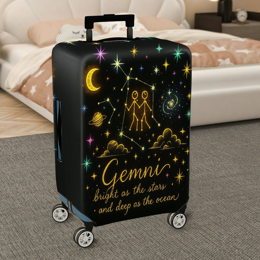 1-Piece Zodiac Constellation Starry Night Cosmic Celestial Gemini  Suitcase Luggage Cover, Stretch Protective Sleeve