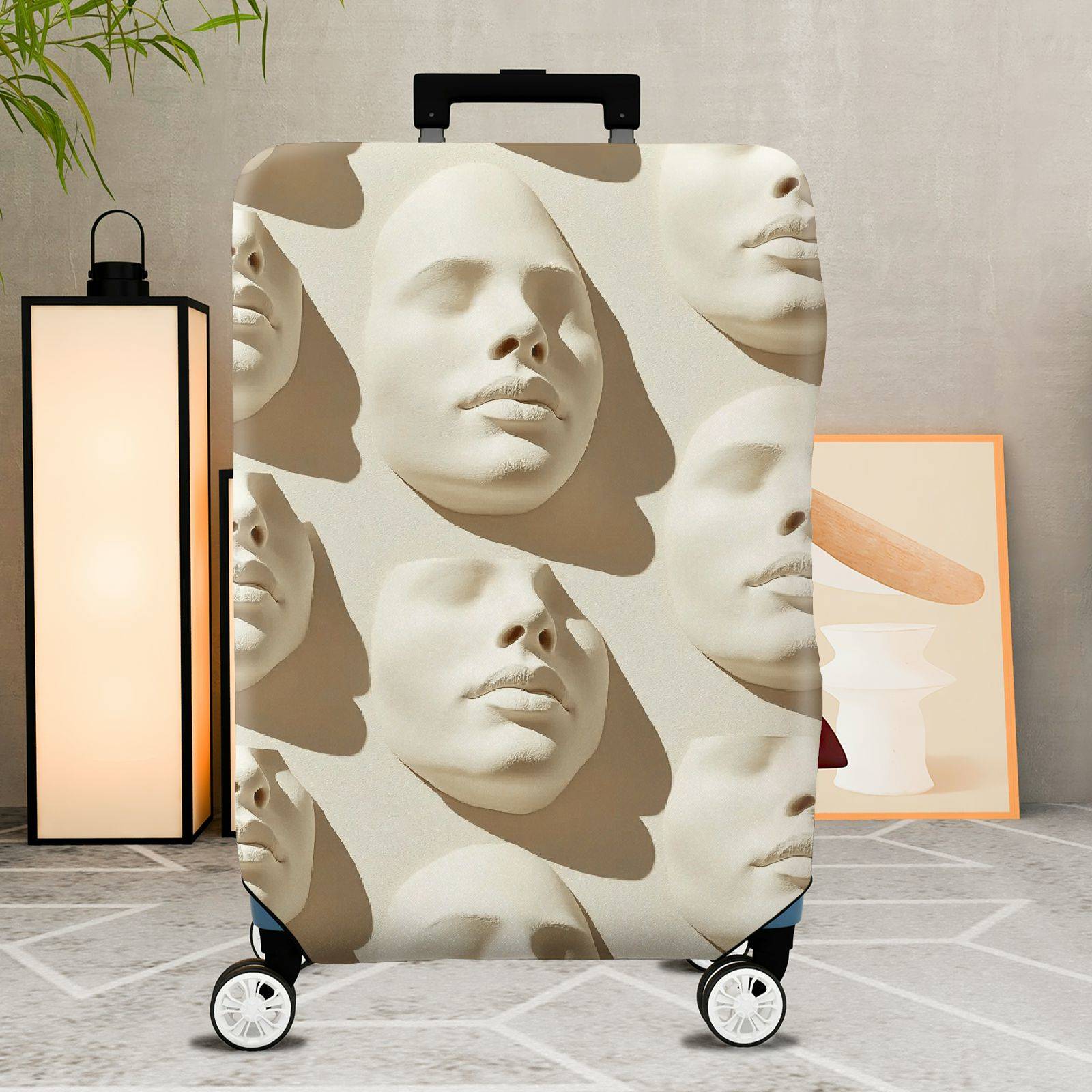 1-Piece Abstract Artistic Beige Elegant Modern Unique  Suitcase Luggage Cover, Stretch Protective Sleeve