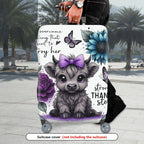 1-Piece Cute Floral Butterfly Cow Feminine Inspirational Quote  Suitcase Luggage Cover, Stretch Protective Sleeve