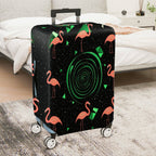 1-Piece Flamingo Geometric Spiral Pink Green Black  Suitcase Luggage Cover, Stretch Protective Sleeve