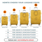 1-Piece Sunlight Nature Art Yellow Cosmic Vintage Bohemian  Suitcase Luggage Cover, Stretch Protective Sleeve
