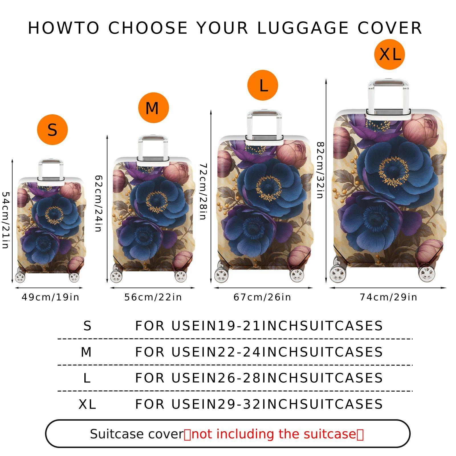 1-Piece Floral Abstract Artistic Elegant Stunning Colorful  Suitcase Luggage Cover, Stretch Protective Sleeve