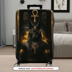 1-Piece Ancient Egyptian Pharaoh Mythical  Anubis Hieroglyphs  Suitcase Luggage Cover, Stretch Protective Sleeve