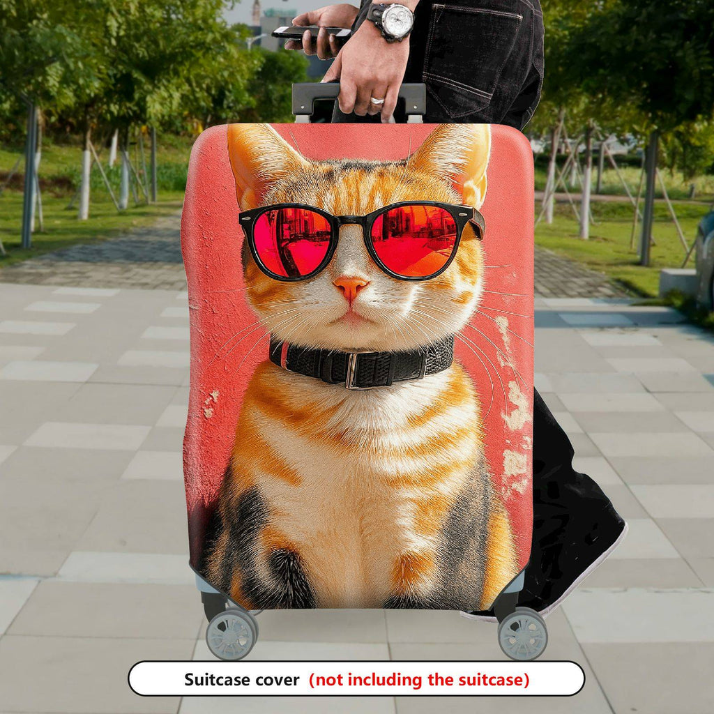 1-Piece Animal Art Red Texture Vintage Creative Fun  Suitcase Luggage Cover, Stretch Protective Sleeve