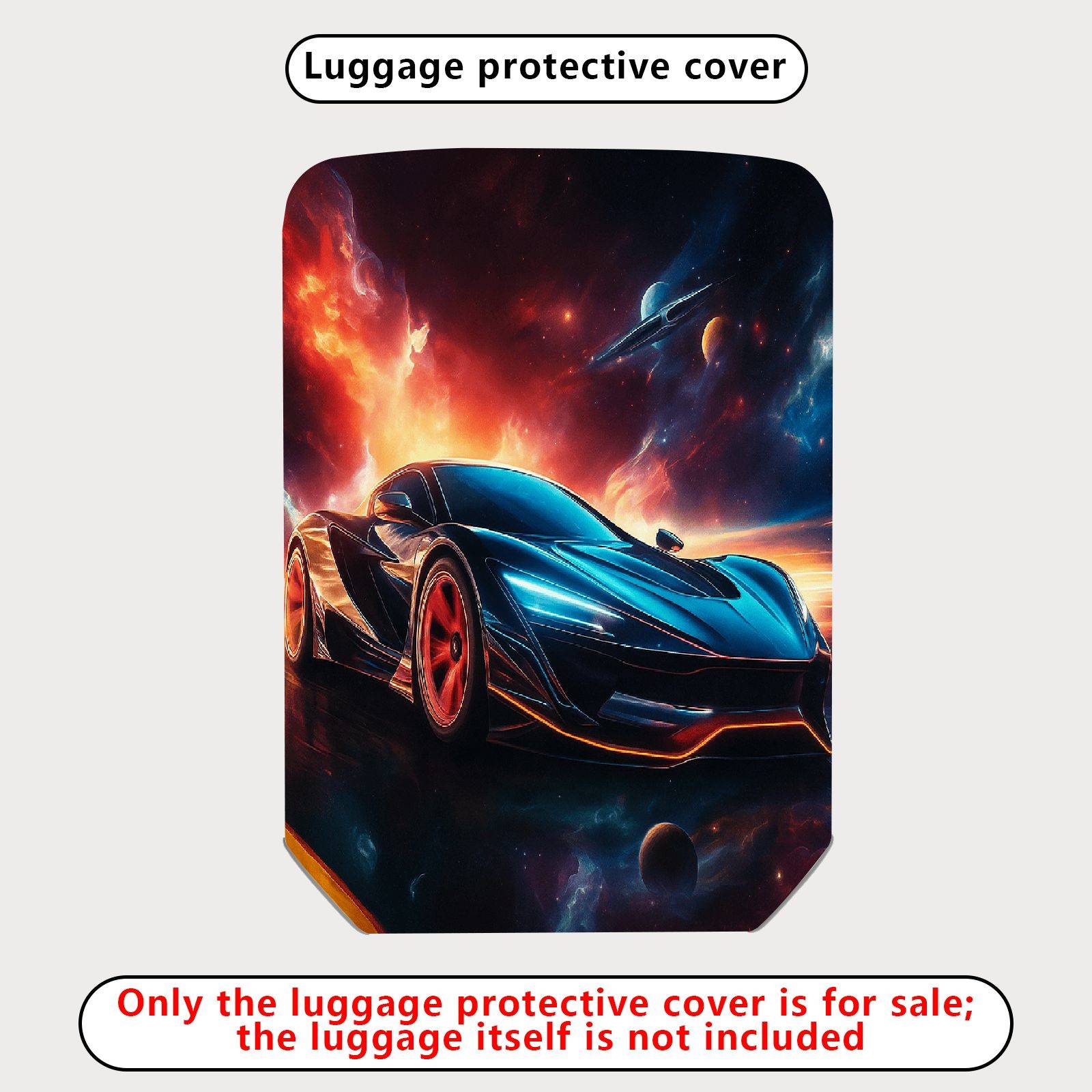 1-Piece Futuristic Space Race Car Galaxy Nebula Cosmic  Suitcase Luggage Cover, Stretch Protective Sleeve