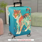 1-Piece Tiger Floral Artistic Colorful Eye-catching Unique  Suitcase Luggage Cover, Stretch Protective Sleeve