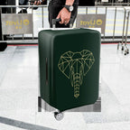 1-Piece Geometric Elephant Dark Green Modern Stylish Unique  Suitcase Luggage Cover, Stretch Protective Sleeve