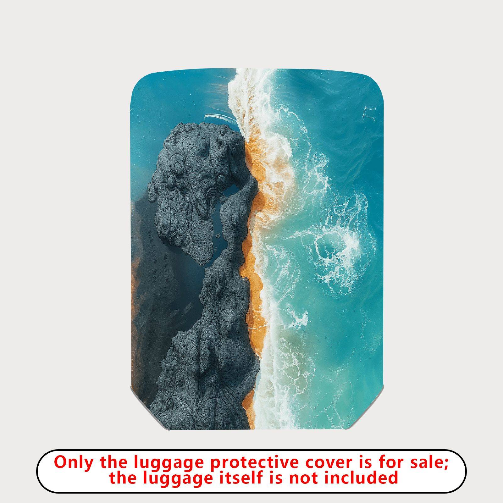 1-Piece Ocean Beach Wave Nature Landscape Scenery Aerial View  Suitcase Luggage Cover, Stretch Protective Sleeve