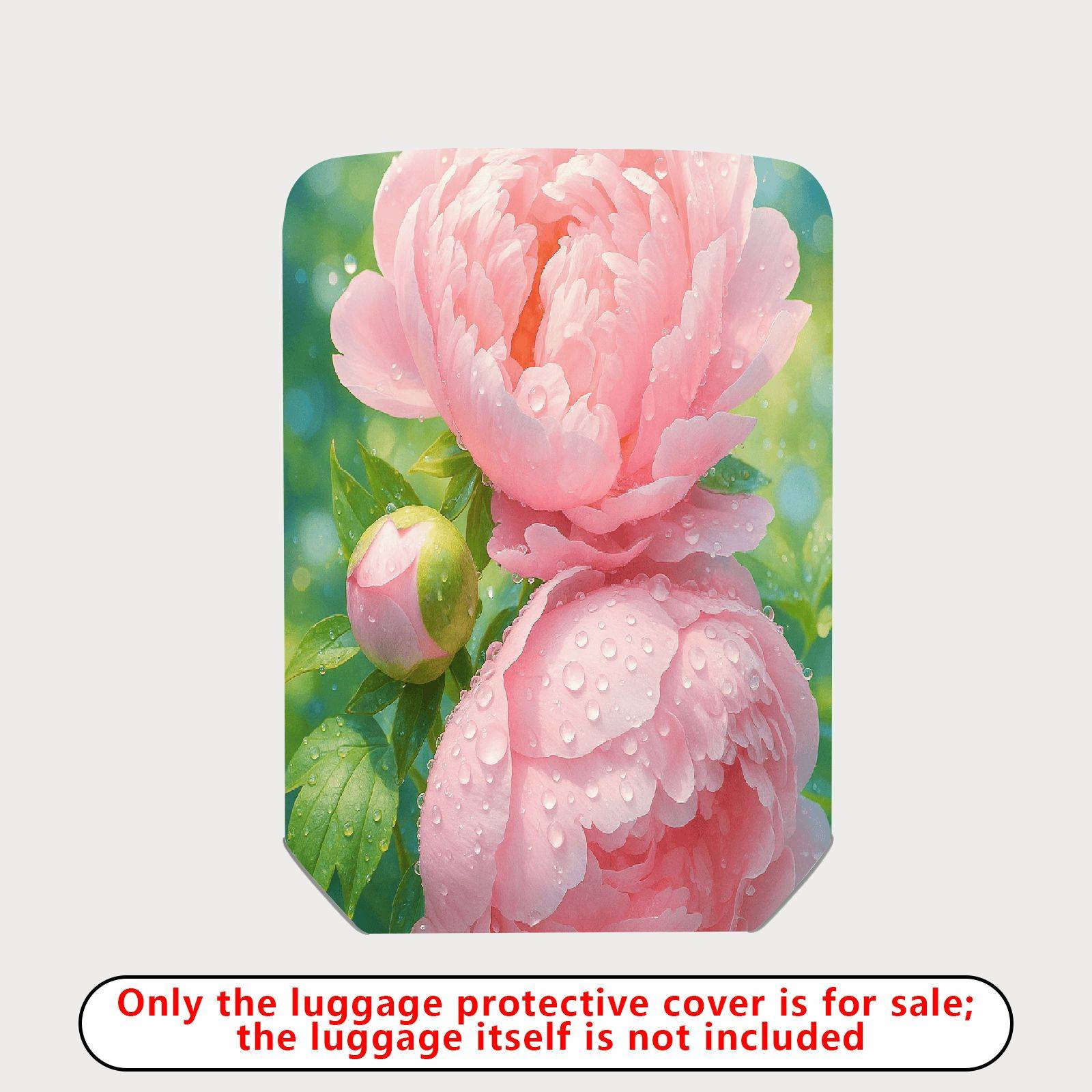 1-Piece Pink Floral Dewy Vibrant Artistic Trendy  Suitcase Luggage Cover, Stretch Protective Sleeve