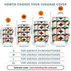 1-Piece Retro Colorful Leaf Geometric Abstract Vibrant  Suitcase Luggage Cover, Stretch Protective Sleeve