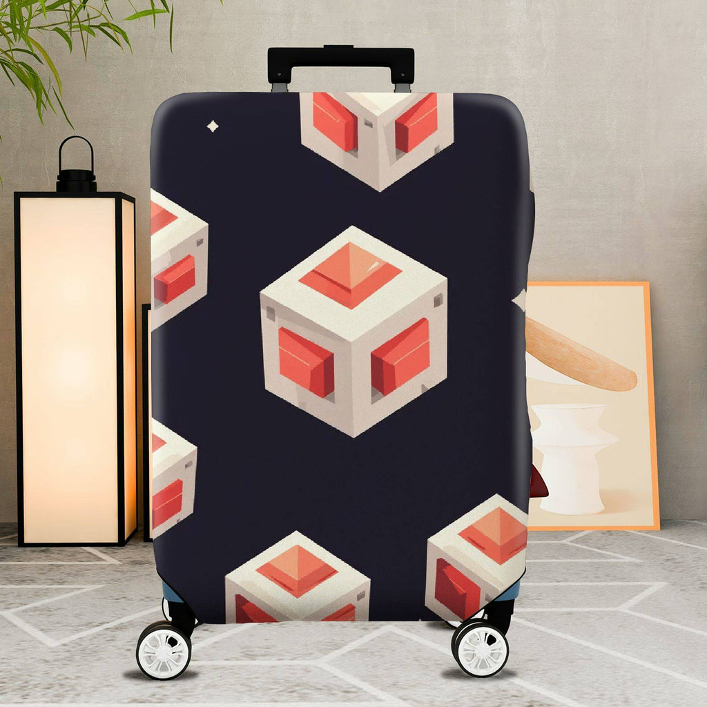 1-Piece Geometric Modern Art Cube Pattern  Suitcase Luggage Cover, Stretch Protective Sleeve