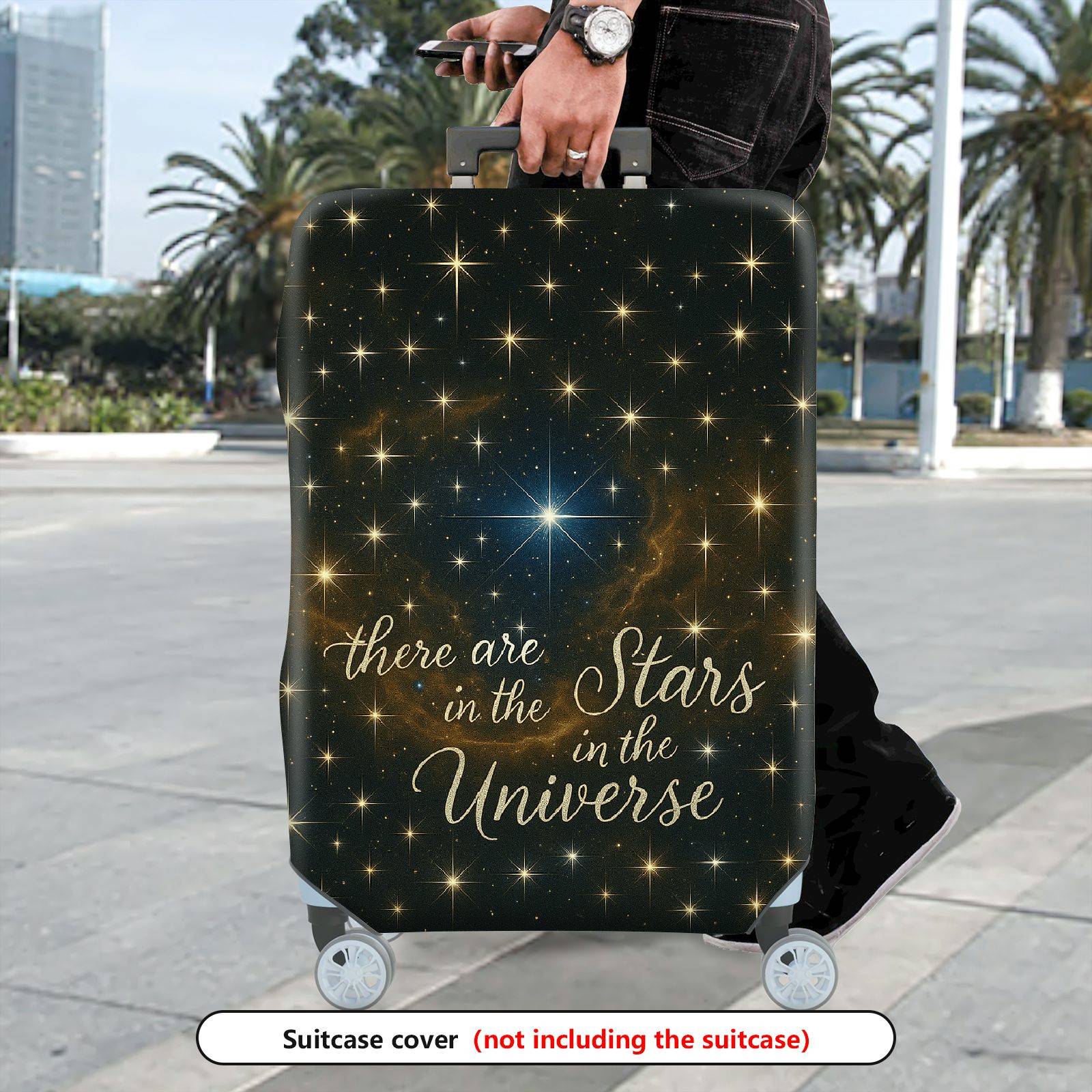 1-Piece Starry Cosmic Universe Galaxy Inspirational Quote Constellation  Suitcase Luggage Cover, Stretch Protective Sleeve