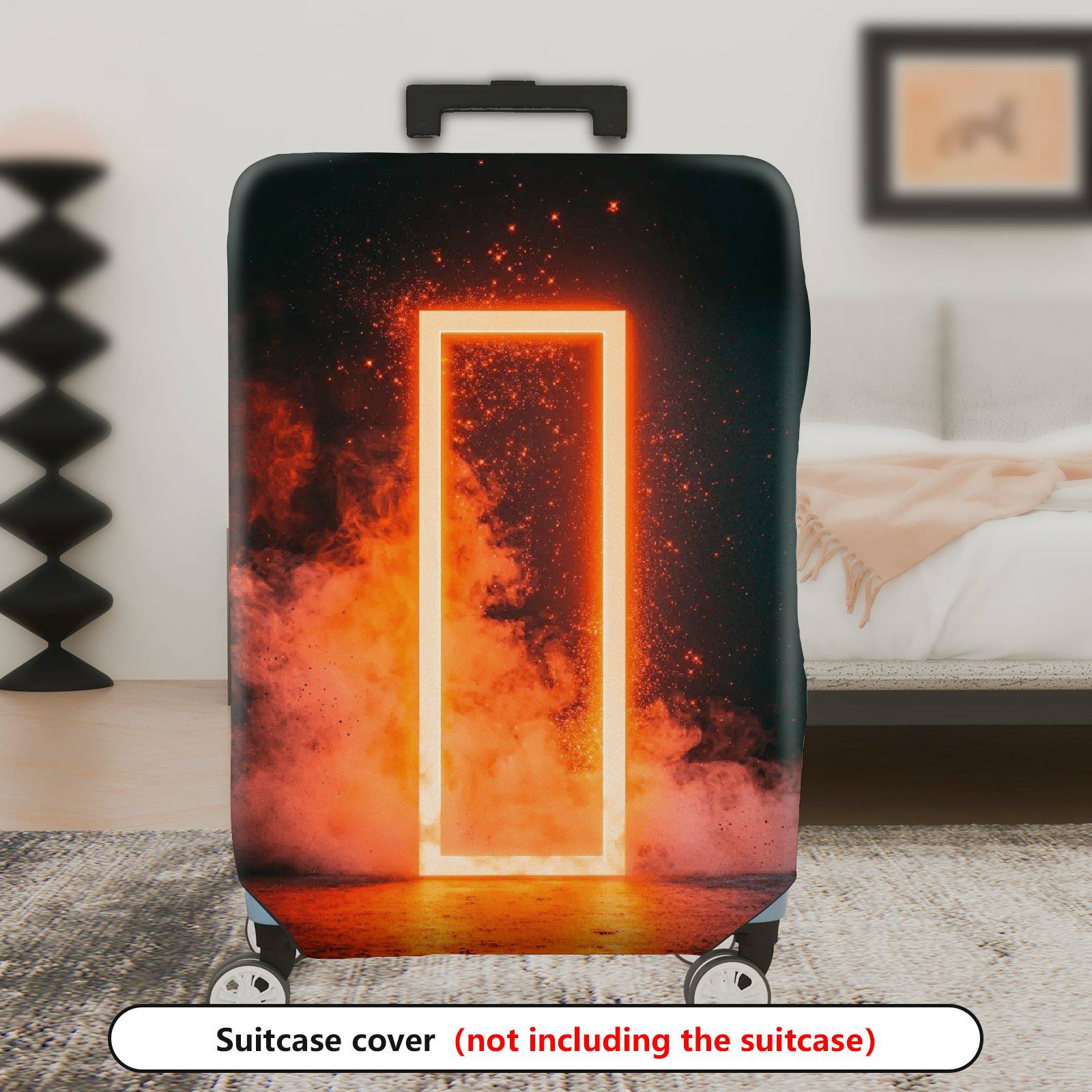 1-Piece Fiery Mysterious Futuristic Abstract Cosmic  Suitcase Luggage Cover, Stretch Protective Sleeve