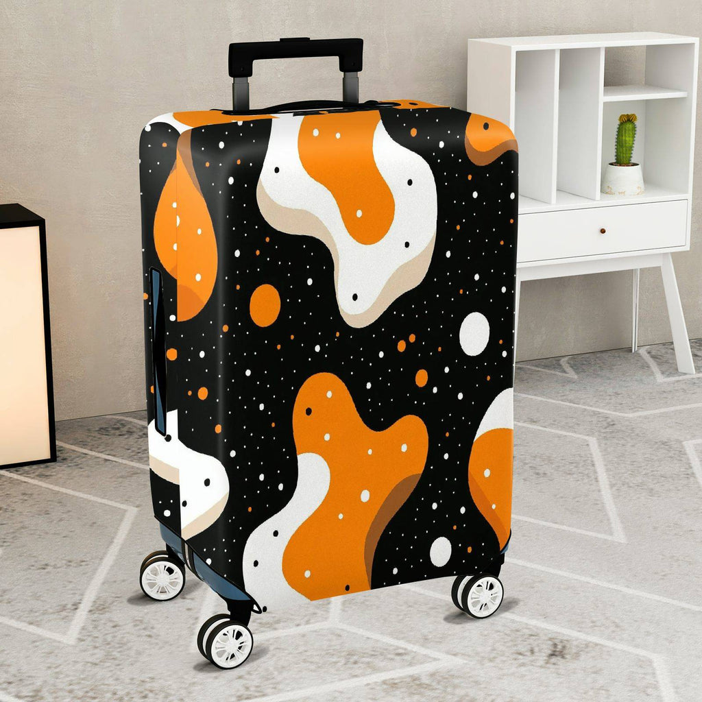 1-Piece Abstract Orange Black White Polka Dot Pattern Graphic Artistic  Suitcase Luggage Cover, Stretch Protective Sleeve