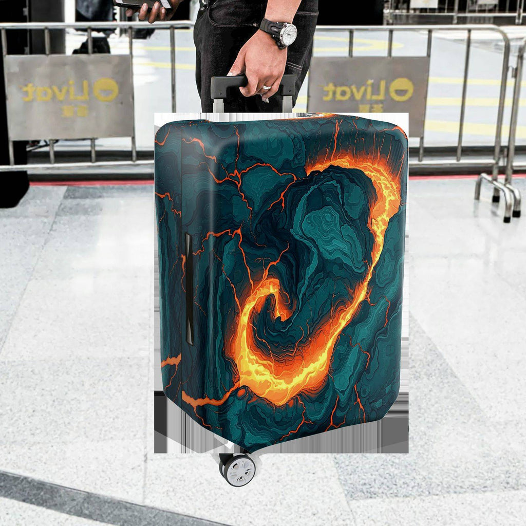 1-Piece Abstract Fiery Volcanic Marble Swirl Pattern  Suitcase Luggage Cover, Stretch Protective Sleeve