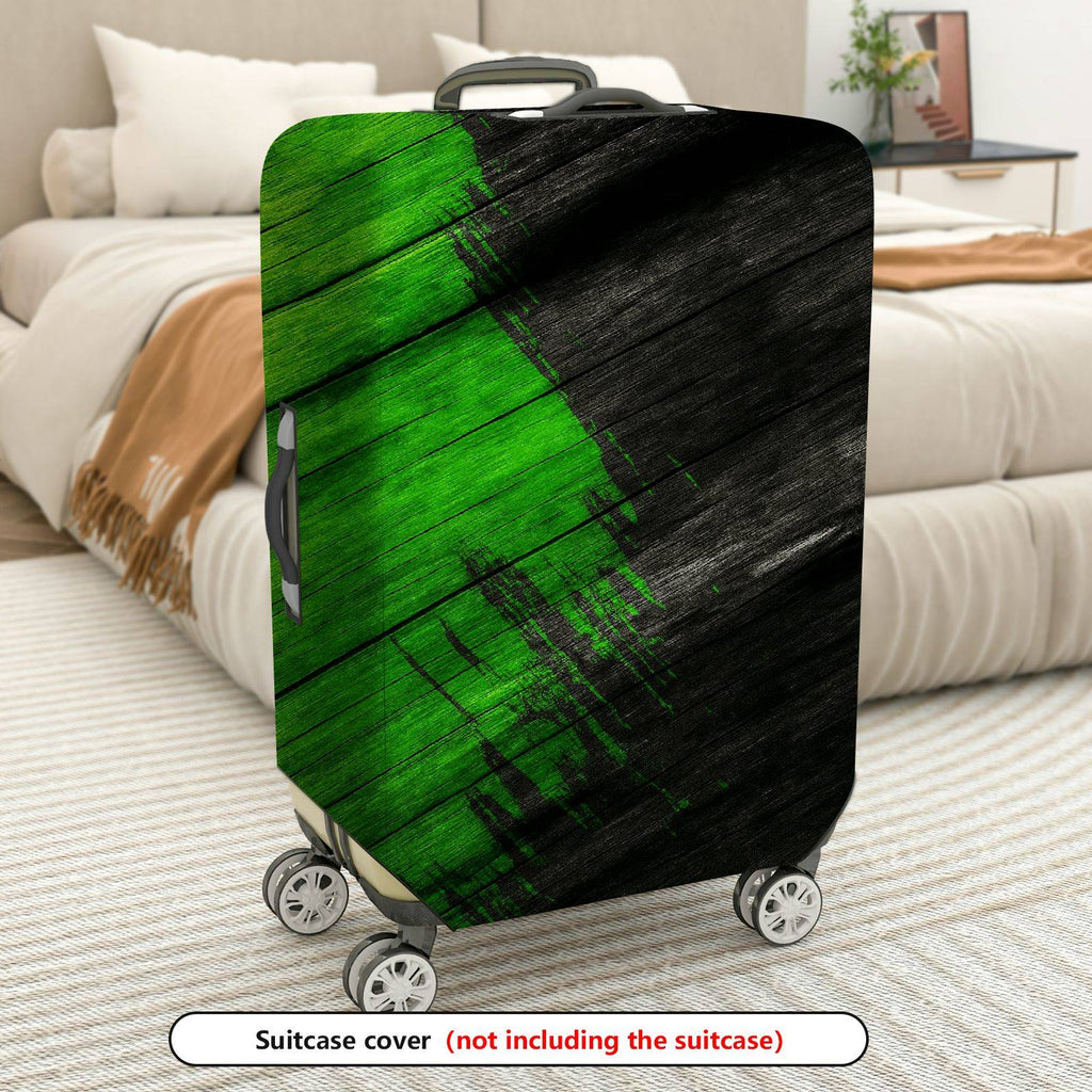 1-Piece Abstract Green Black Artistic Brush Stroke  Suitcase Luggage Cover, Stretch Protective Sleeve