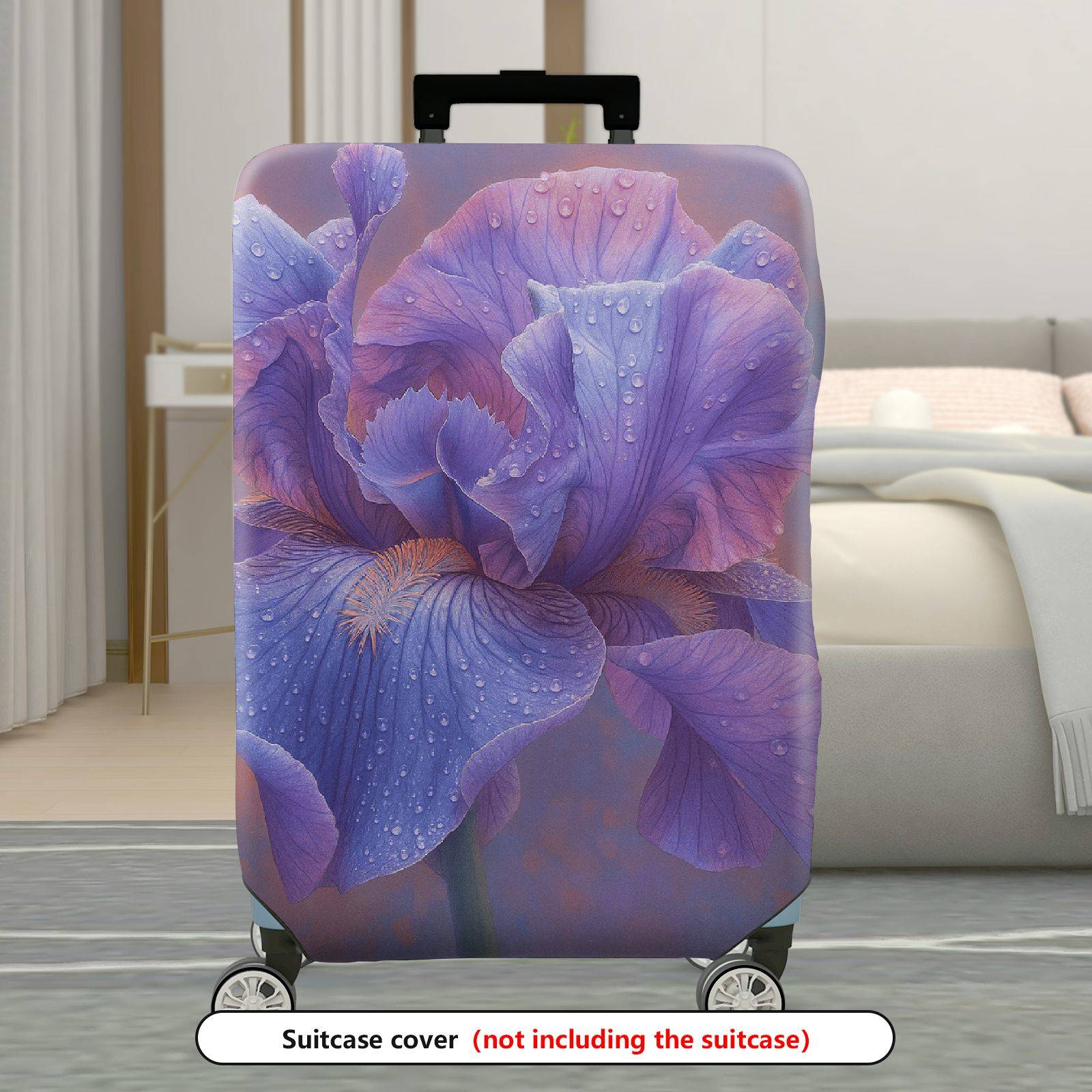 1-Piece Purple Floral Watercolor Artistic Vibrant Elegance  Suitcase Luggage Cover, Stretch Protective Sleeve