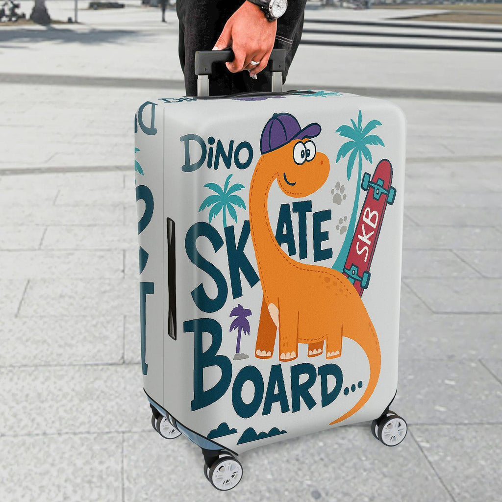 1-Piece Dino  Skateboard Palm Tree Fun  Suitcase Luggage Cover, Stretch Protective Sleeve
