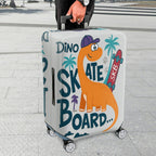 1-Piece Dino  Skateboard Palm Tree Fun  Suitcase Luggage Cover, Stretch Protective Sleeve