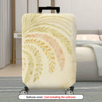 1-Piece Abstract Elegant Botanical Beige Floral  Suitcase Luggage Cover, Stretch Protective Sleeve