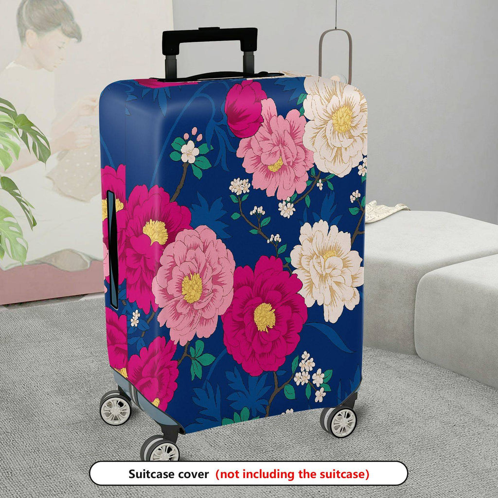 1-Piece Peony Floral Colorful Vibrant Decorative Artistic  Suitcase Luggage Cover, Stretch Protective Sleeve