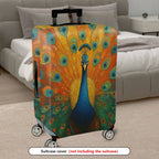 1-Piece Peacock Feather Pattern Vibrant Colorful Artistic Stylish  Suitcase Luggage Cover, Stretch Protective Sleeve