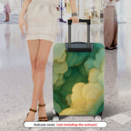 1-Piece Abstract Green Yellow Soft Wave Artistic  Suitcase Luggage Cover, Stretch Protective Sleeve