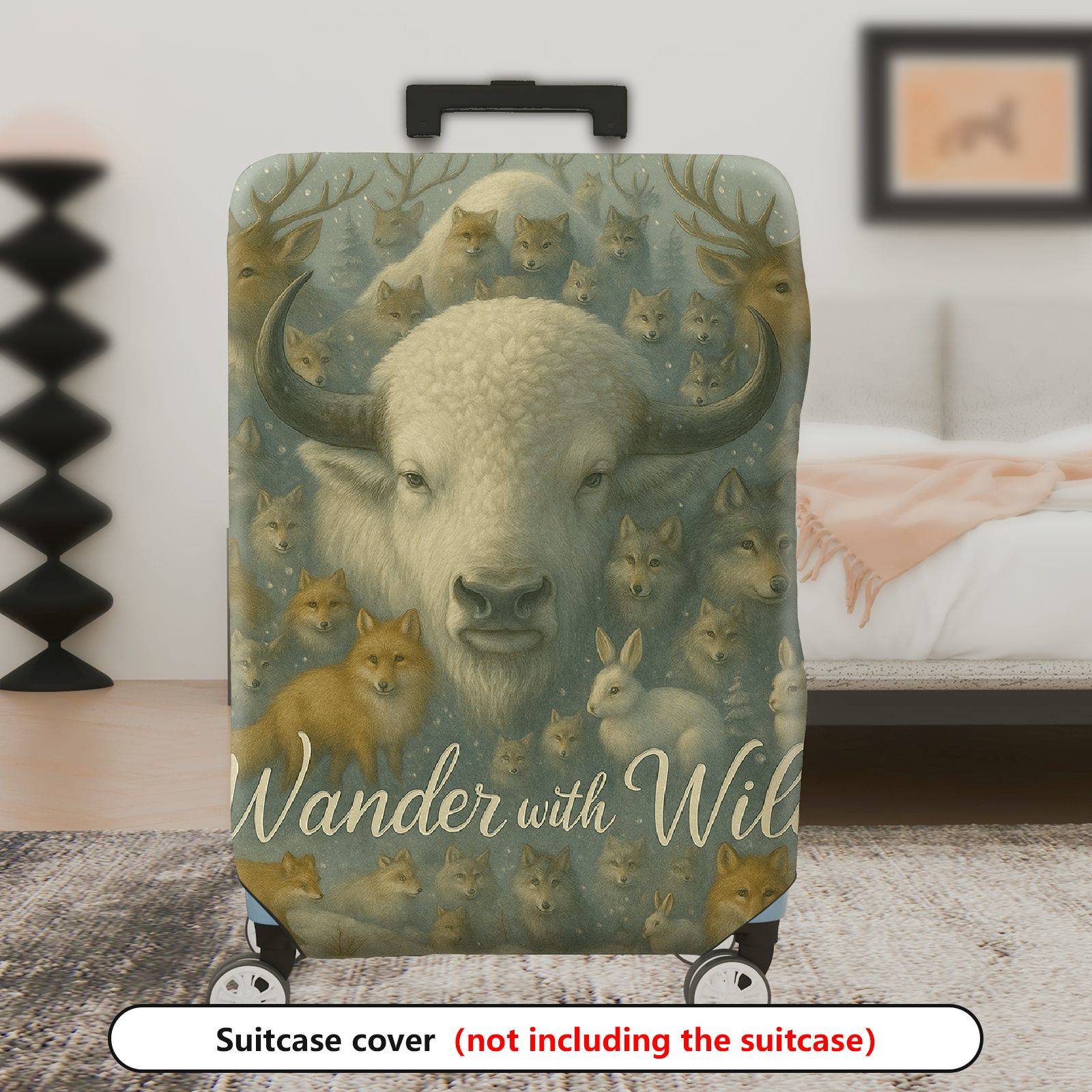 1-Piece Animal Buffalo Deer Wolf Rabbit Fox  Suitcase Luggage Cover, Stretch Protective Sleeve