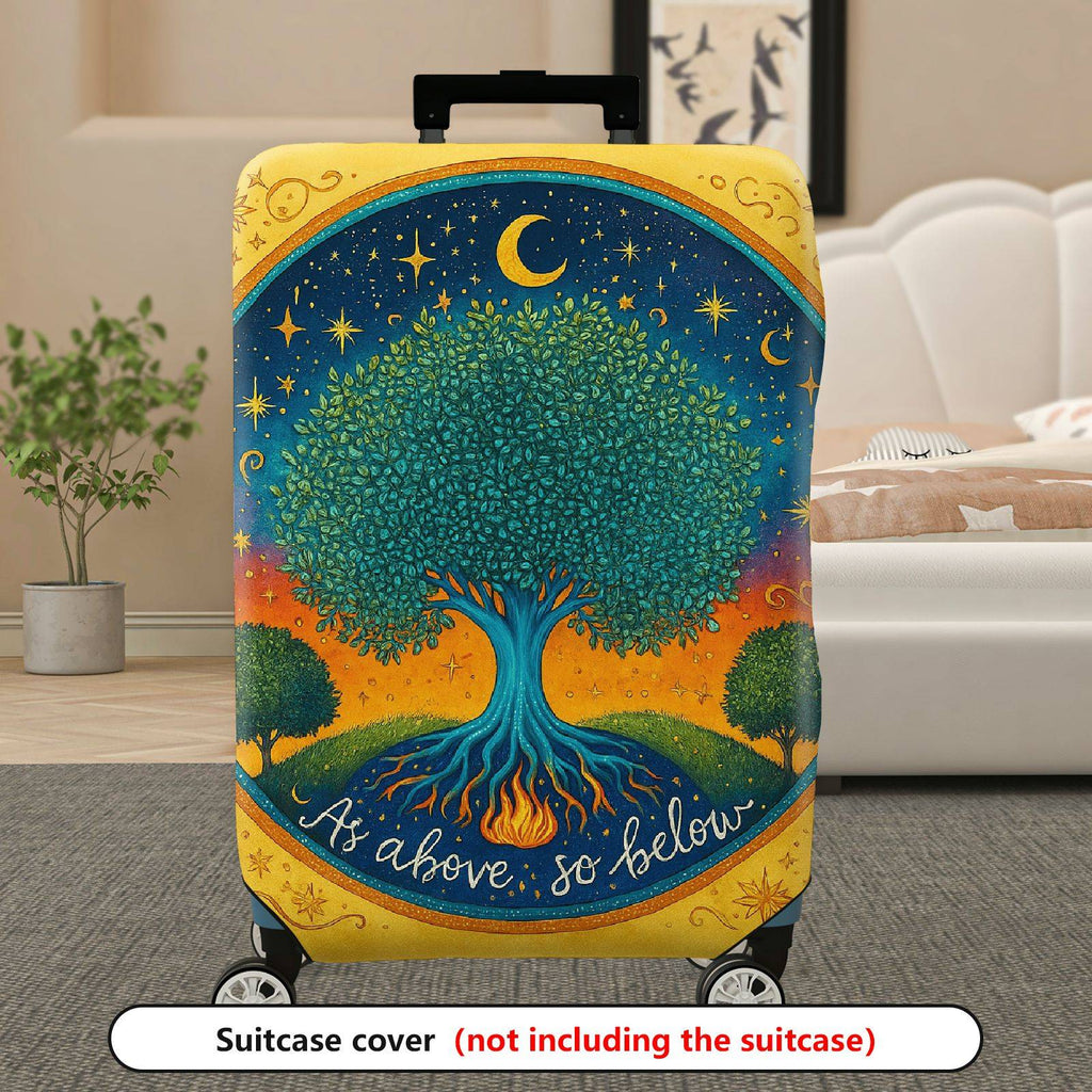 1-Piece Cosmic Tree Moon Star Universe Nature  Suitcase Luggage Cover, Stretch Protective Sleeve