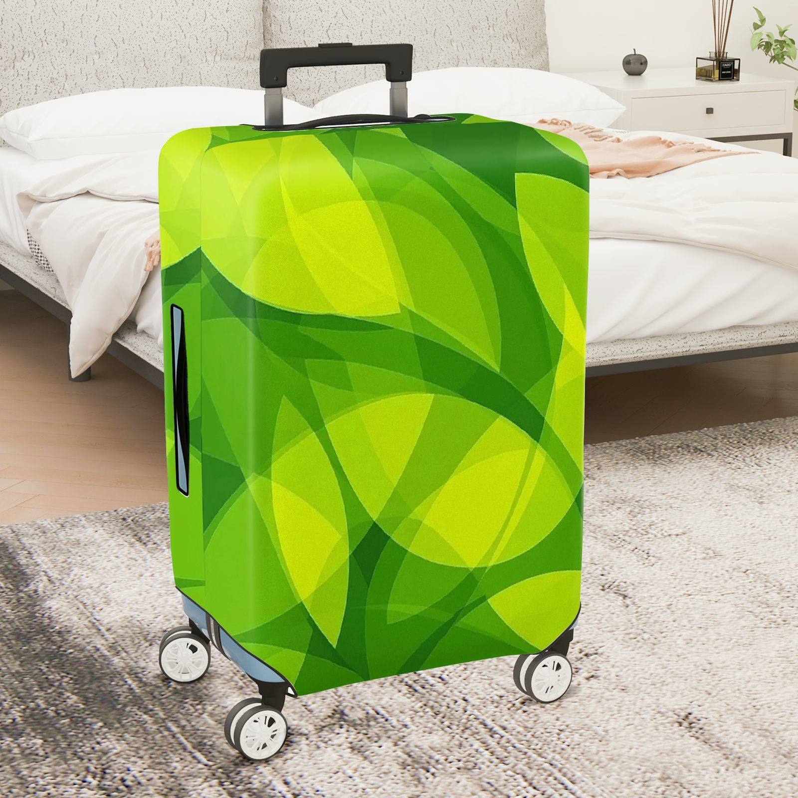 1-Piece Green Abstract Geometric Vibrant Modern Stylish  Suitcase Luggage Cover, Stretch Protective Sleeve