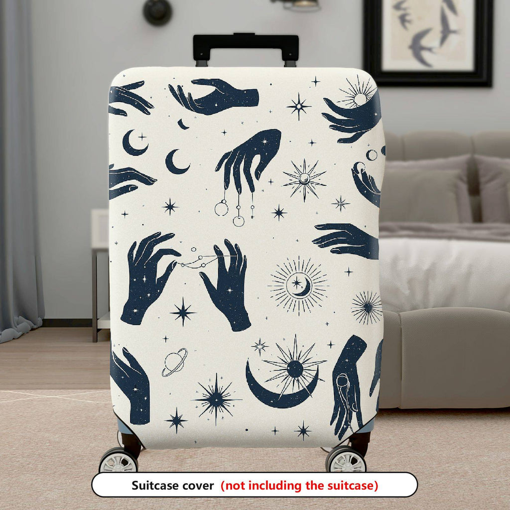 1-Piece Celestial Cosmic Mystic Astrology Moon Stars  Suitcase Luggage Cover, Stretch Protective Sleeve
